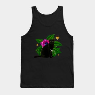 Floral Black Cat Tank Top